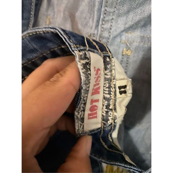 Hot Kiss Ava Sunflower Medium Wash Denim Overall Bibs Size 11 - Picture 7 of 8